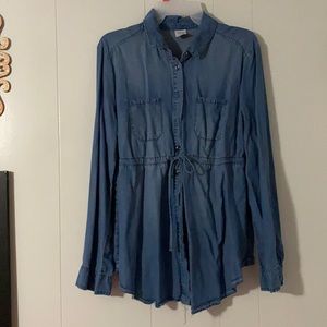 Denim maternity blouse